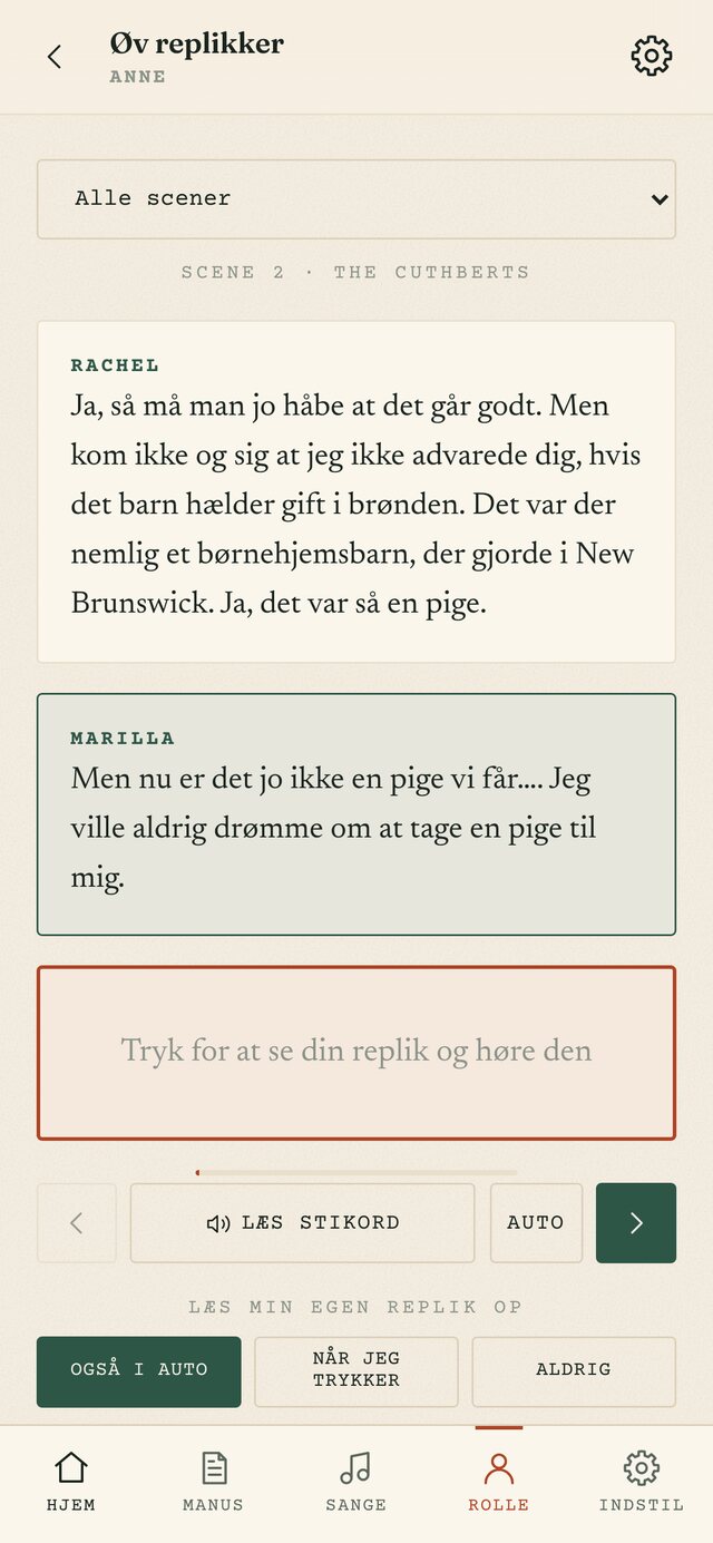Replikøvning med stikord